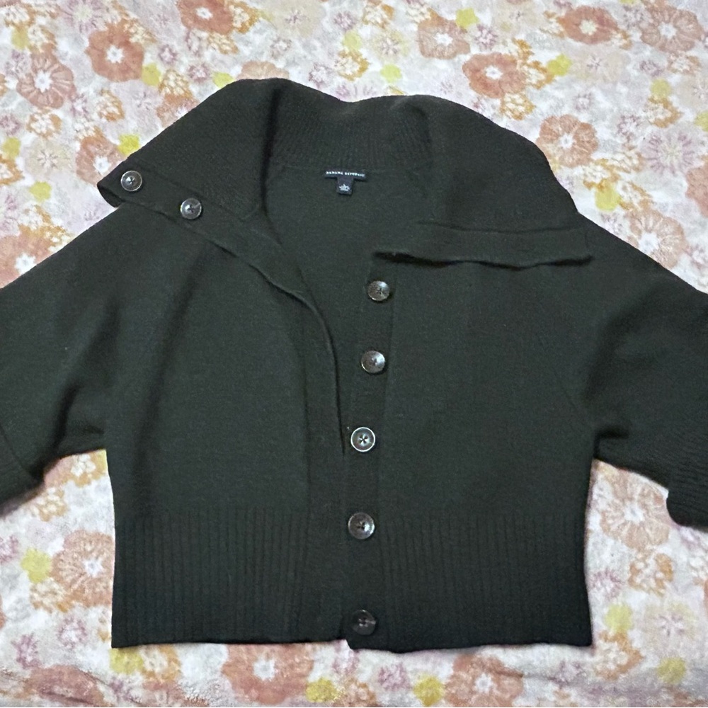 Banana Republic | Womens Large | Forest Green Merino Wool Button Front Sweater